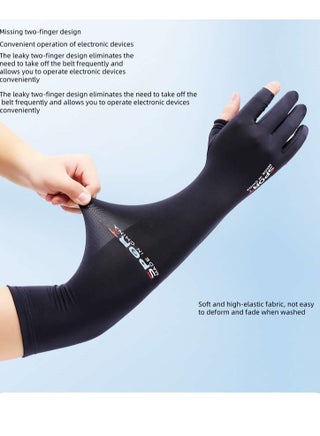 Sunscreen Breathable Ice Sleeves for Men and Women Outdoor Sports Cycling Running and Driving Cool Sleeves UV Protection Arm Ice Sleeves Black-Single Size - view 4