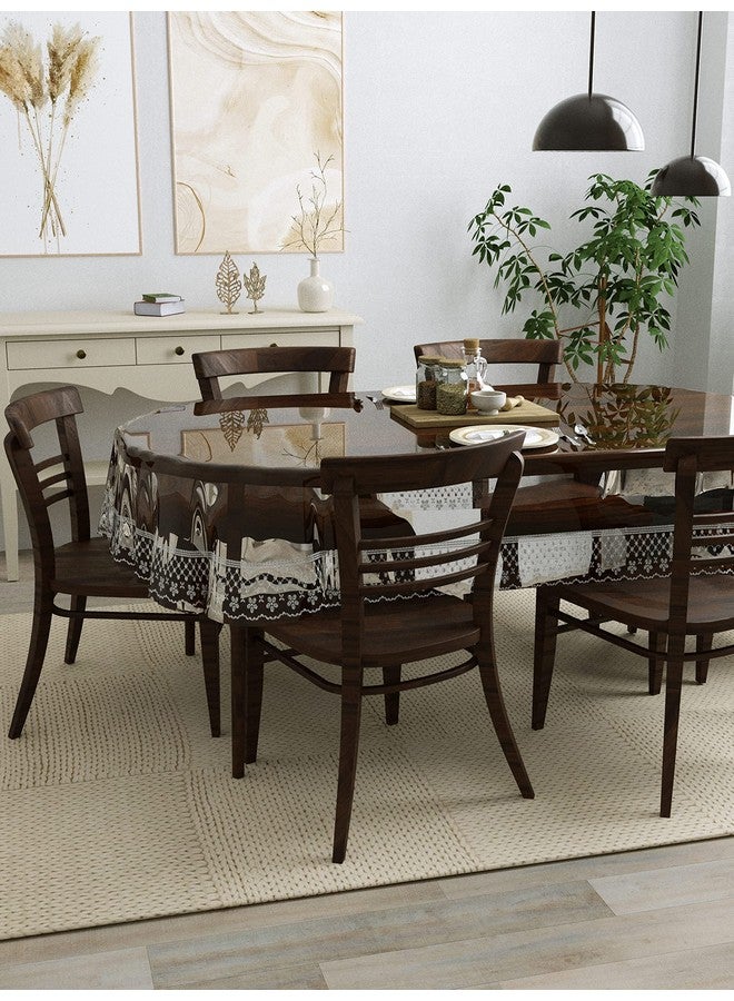 Clasiko غطاء طاولة طعام بيضاوي 6 مقاعد كلاسيكو؛ 60x90 بوصة أو 152x228 سم؛ مادة - PVC؛ مضاد للانزلاق؛ حواف فضية مزخرفة - Image 3
