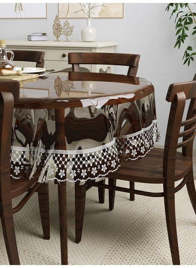 Clasiko غطاء طاولة طعام بيضاوي 6 مقاعد كلاسيكو؛ 60x90 بوصة أو 152x228 سم؛ مادة - PVC؛ مضاد للانزلاق؛ حواف فضية مزخرفة - Image 2