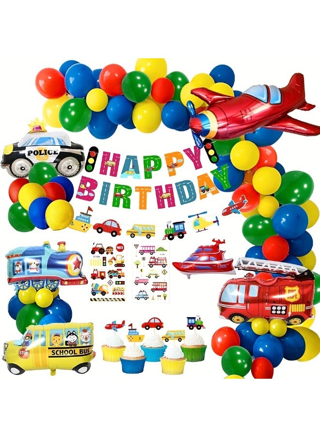 Party Car aluminum film balloon Party Decoration Balloon Arch Garland Set with Happy Birthday Banner,Perfect for Graduation Baby Shower Birthday Bachelorette Party Backdrop Decoration - Image 2