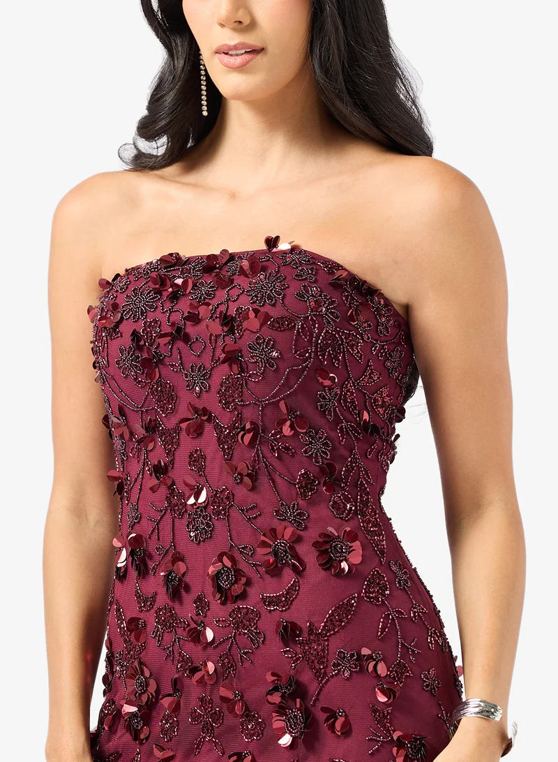 Namshi x  Bandeau Beaded Embellished Gown for Women | Best Price UAE