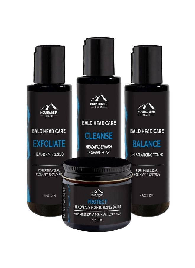 mountaineer brand Mountaineer Brand Bald Head Care Gifts For Bald Men All Natural 4 Step Daily Skin Care For Healthy Scalp & Face Exfoliate Scrub Cleanse Wash Shine Away Ph Balance Protect Moisturizing Balm  - Image 1