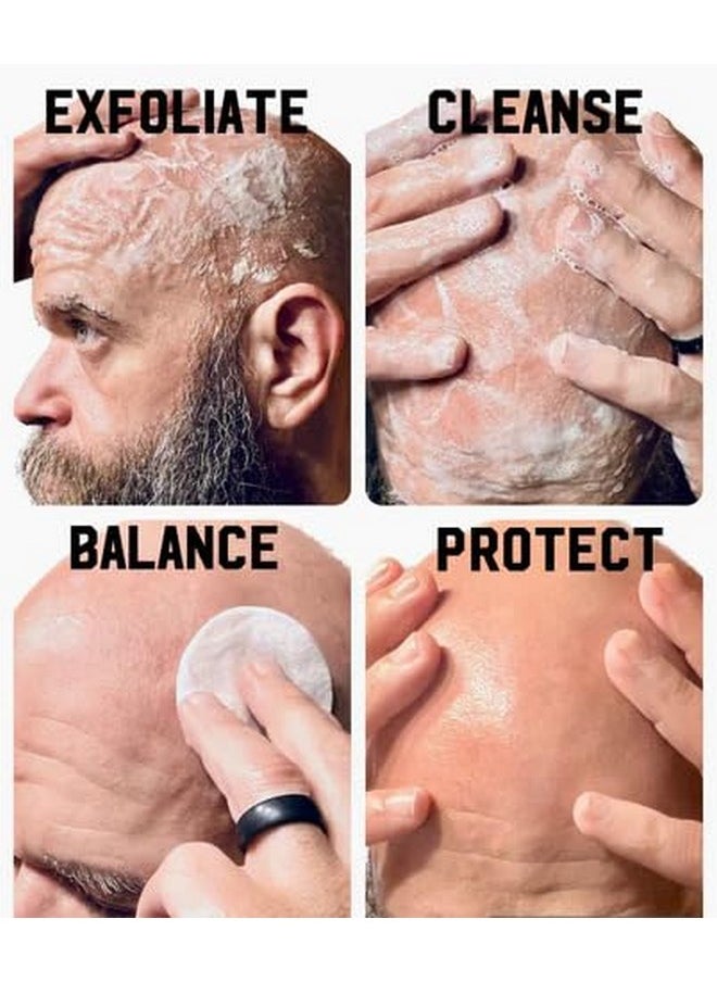 mountaineer brand Mountaineer Brand Bald Head Care Gifts For Bald Men All Natural 4 Step Daily Skin Care For Healthy Scalp & Face Exfoliate Scrub Cleanse Wash Shine Away Ph Balance Protect Moisturizing Balm  - Image 2