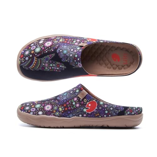 UIN Women's Slipper Fashion Canvas Comfort Travel Art Painted Shoes Wide Toe Casual Household Slip On Mules Pray for Goodness (8) - Image 1