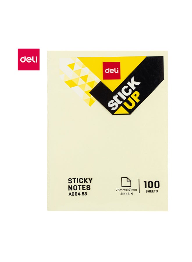 DELI STICKY NOTES 76×101MM 3"×4" 100 SHEETS YELLOW EA00453 - Image 1