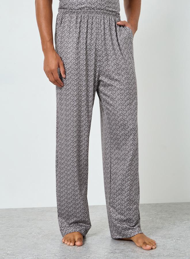 ستايلي طقم بيجاما رجالي تيشيرت مطبوع بأكمام قصيرة مع بنطال - Image 4