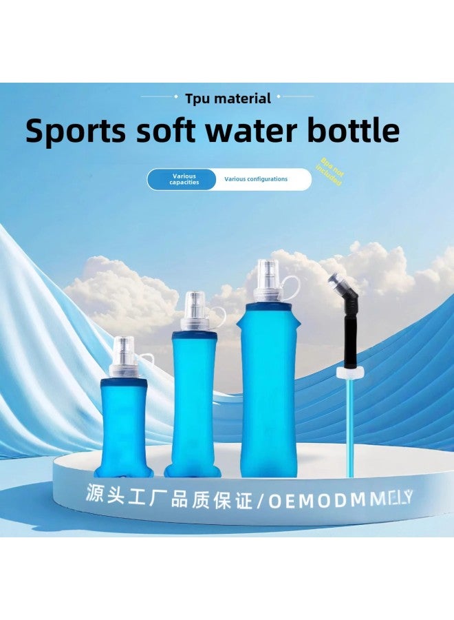 Cross Country Running Kettle Soft Kettle Outdoor Sports Foldable Water Bottle Soft Water Bottle Explosion TPU Soft Water Bag-Color:Blue Theme-Capacity:Dust Cover  - Image 1
