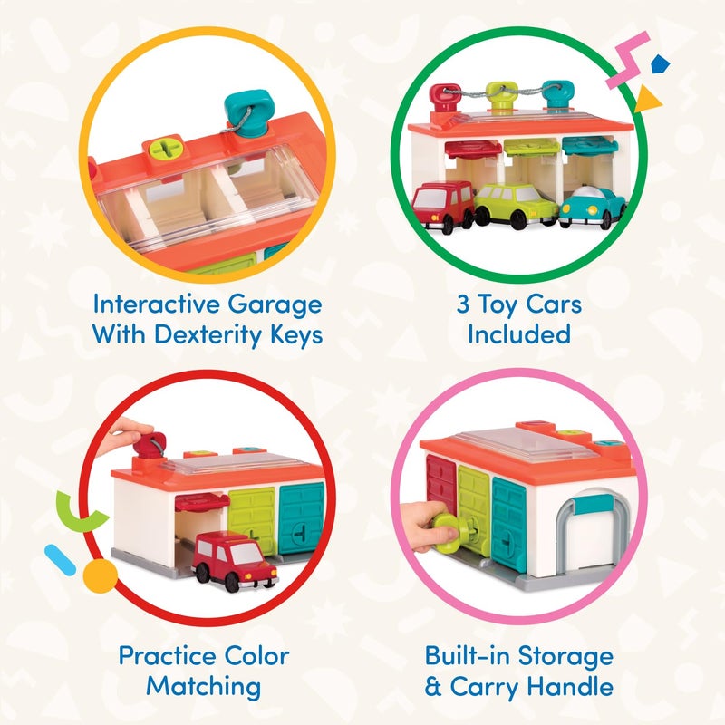 Battat â€“ Car & Color Sorting Playset â€“ Cause â€“ and â€“ Effect Toy â€“ Push & Go Cars â€“ Color â€“ Coded Matching â€“ 2+ Years â€“ 3 â€“ Car Garage, Red - Image 3