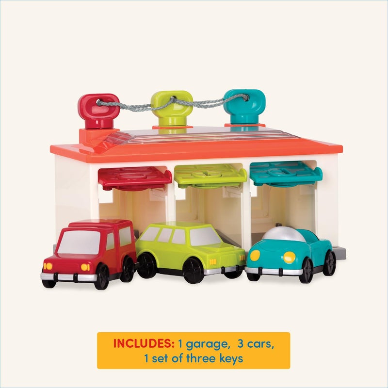 Battat â€“ Car & Color Sorting Playset â€“ Cause â€“ and â€“ Effect Toy â€“ Push & Go Cars â€“ Color â€“ Coded Matching â€“ 2+ Years â€“ 3 â€“ Car Garage, Red - Image 5