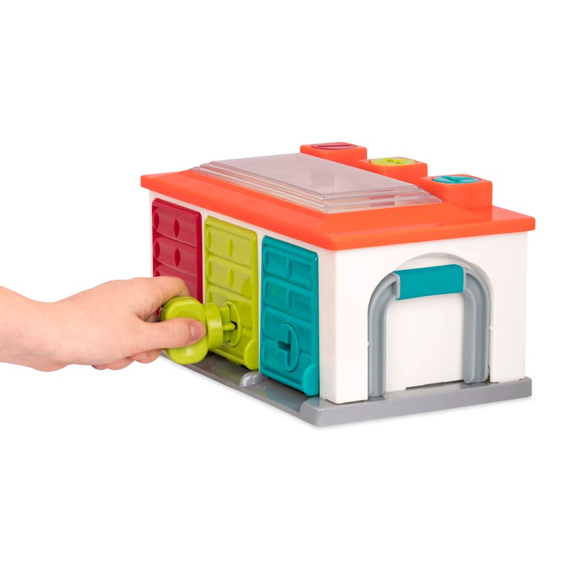 Battat â€“ Car & Color Sorting Playset â€“ Cause â€“ and â€“ Effect Toy â€“ Push & Go Cars â€“ Color â€“ Coded Matching â€“ 2+ Years â€“ 3 â€“ Car Garage, Red - Image 2