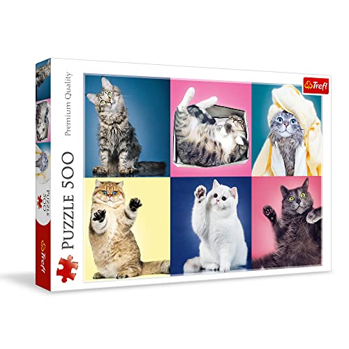 Trefl Kittens 500 Piece Jigsaw Puzzle Red 19x13 Print DIY Jigsaw Creative Fun Classic Puzzle for Adults and Children from 10 Years Old - Image 1