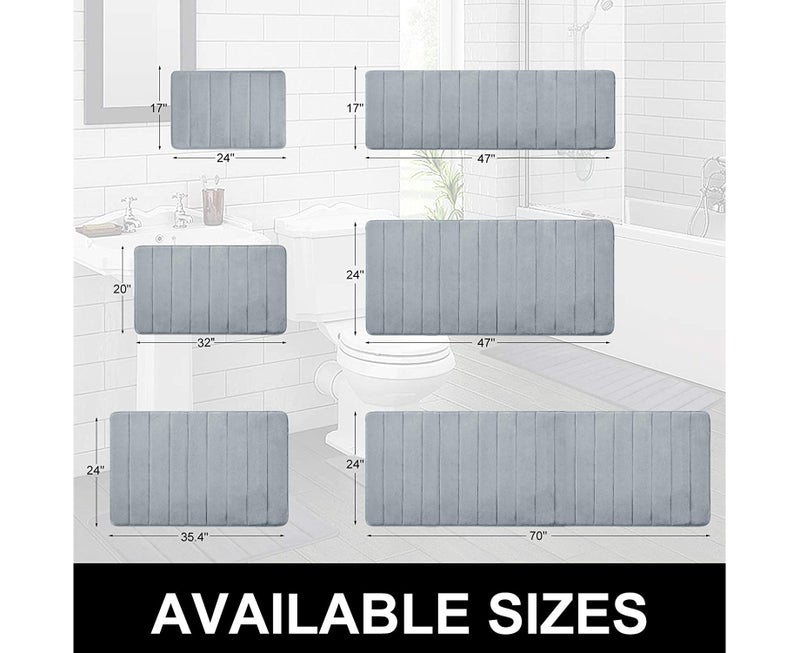 Grey Memory Foam Soft Bath Mats, Non Slip, 19.6" X 31.5" - Image 5