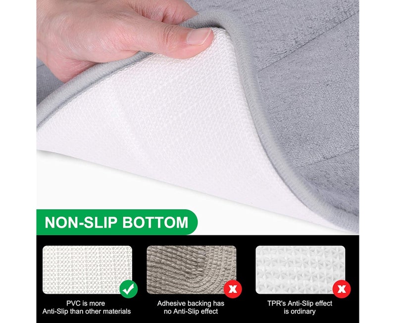 Grey Memory Foam Soft Bath Mats, Non Slip, 19.6" X 31.5" - Image 3