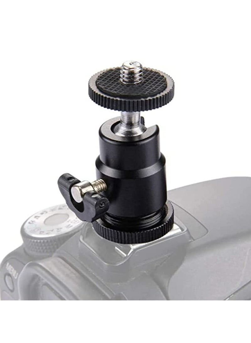 2PCS Aluminum Alloy 360 Degree Rotating Swivel Mini Ball Head with 1/4 Inch Hot Shoe Mount Adapter for DSLR Camera Camcorder HTC Vive Light Stand Tripod Accessories Photography Video Shooting  - Image 2