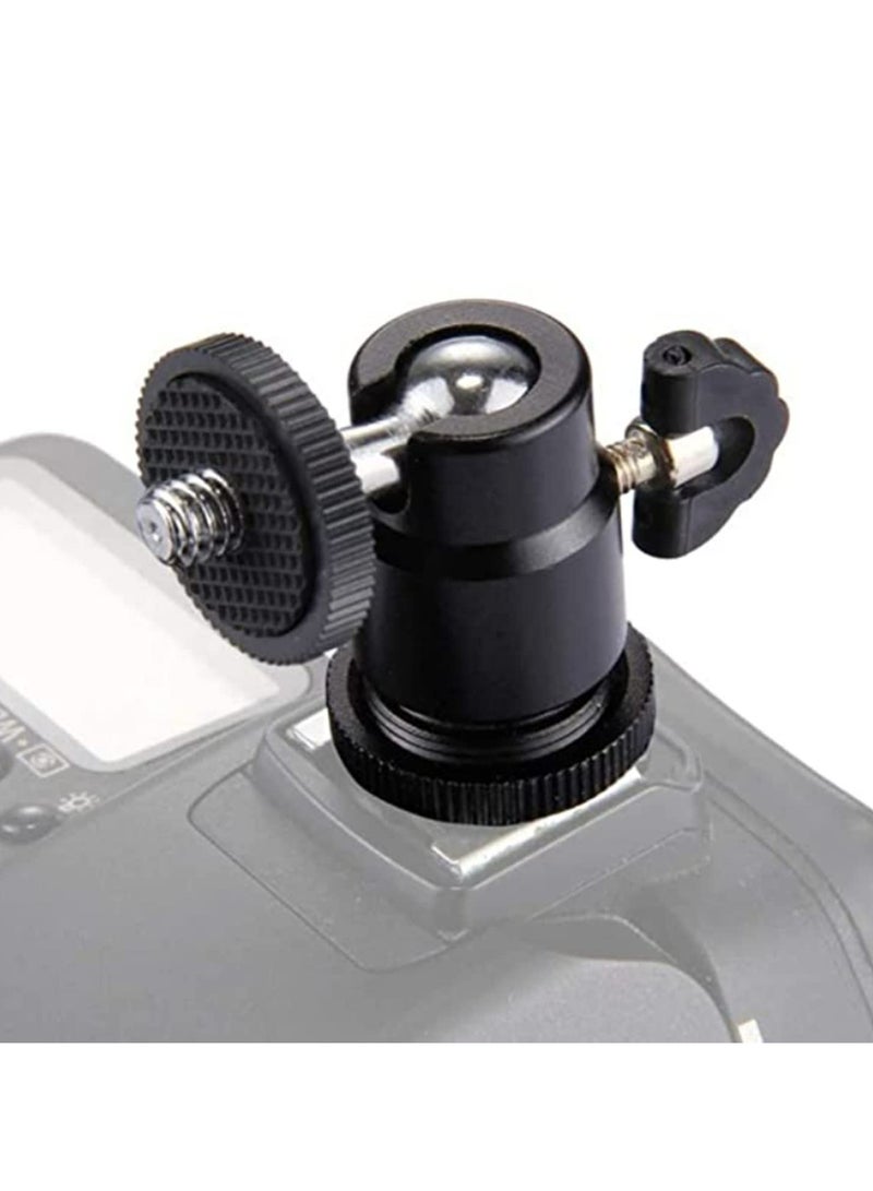 2PCS Aluminum Alloy 360 Degree Rotating Swivel Mini Ball Head with 1/4 Inch Hot Shoe Mount Adapter for DSLR Camera Camcorder HTC Vive Light Stand Tripod Accessories Photography Video Shooting  - Image 5