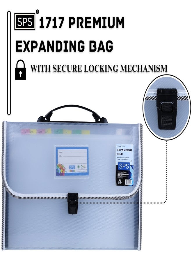 اس بي اس مجلد ملفات قابل للتوسيع بـ 13 جيبًا من نوع SPS مزود بإبزيم إغلاق وفهرس ملصقات ومقبض للمستندات بحجم A4/Foolscap/المستندات القانونية (أسود شفاف) - Image 2