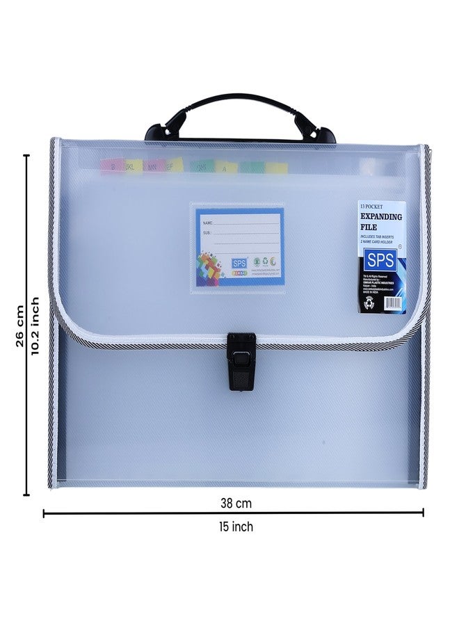 اس بي اس مجلد ملفات قابل للتوسيع بـ 13 جيبًا من نوع SPS مزود بإبزيم إغلاق وفهرس ملصقات ومقبض للمستندات بحجم A4/Foolscap/المستندات القانونية (أسود شفاف) - Image 5