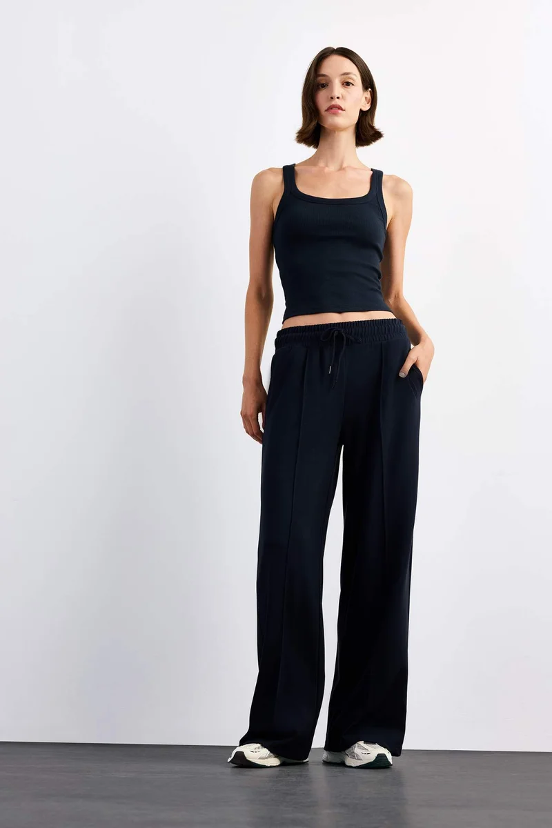 ديفاكتو Relax Fit Regular Waist Straight Leg Modal Trousers
