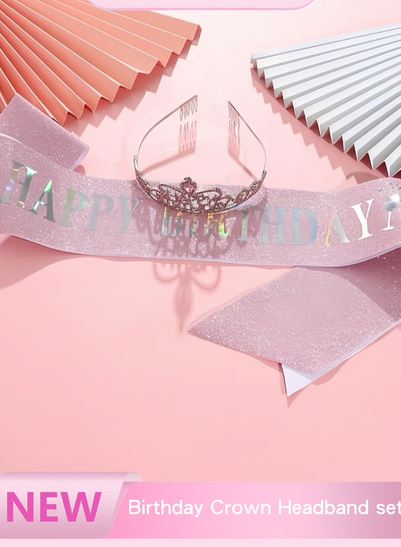 Birthday Crown Headband set: "Happy Birthday" Sash, Queen Theme Hairband, Birthday Photo Prop & Scene Decor.  - Image 2