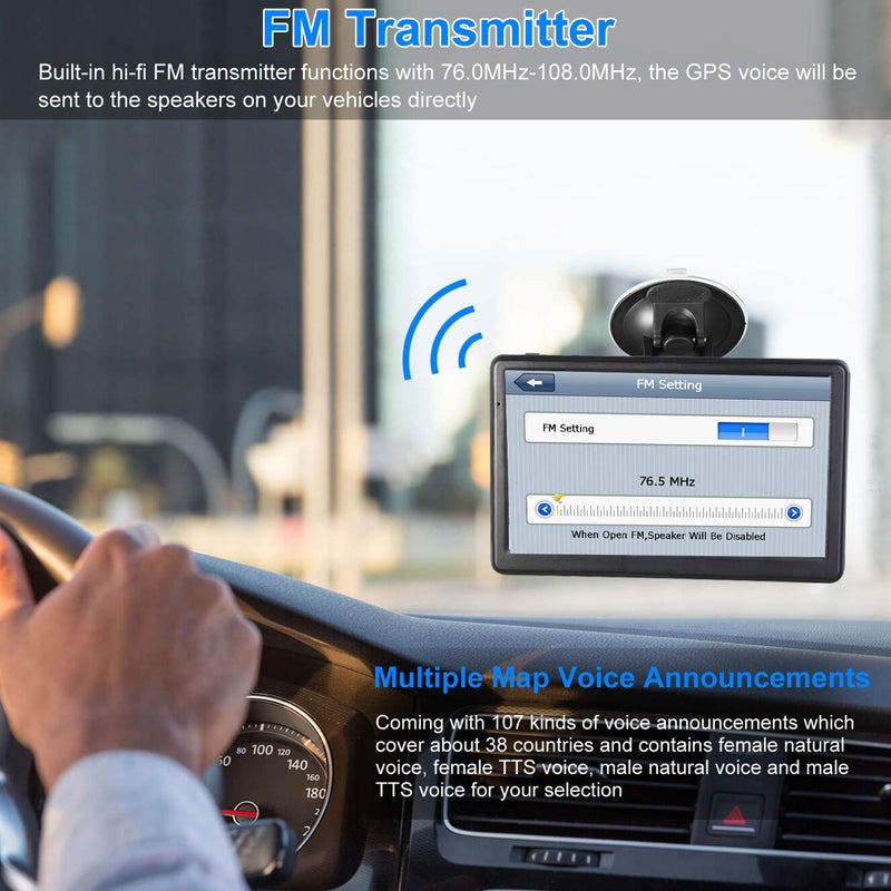 7 Inch Touchscreen Car GPS Navigation with Real Voice Turn-by-Turn Directions and Free Lifetime Map Updates - Image 4