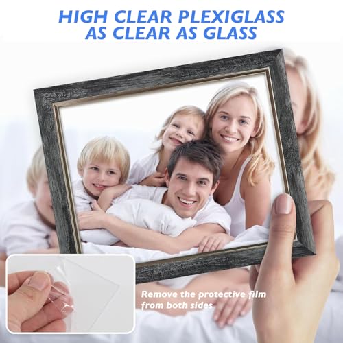 XUANLUO 5x5 Picture Frames Set of 4 Rustic Retro Photo Frame with HD Plastic Cover for Wall Mount and Tabletop Display Family Friends Wedding Gift - Image 4