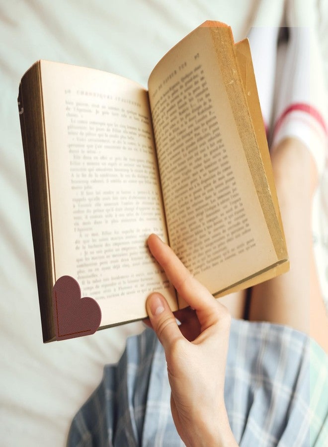 Quadafy مجموعة من 22 فاصل كتاب جلدي على شكل قلب، فواصل صفحات زاوية لطيفة بتصميم قلب جلدي، مثالية للمدارس والمعلمين والطلاب ومحبي القراءة، ولوازم المكتب والمنزل. - Image 3