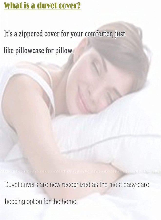 FADFAY Floral Duvet Cover Set 100% Cotton Green Striped and Beige Bedding White Flower Branches Print 600 TC Soft Reversible Zipper Bed Cover & 2 Pillowcases,King/Cal King(106x92) - Image 4