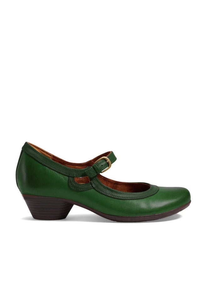 SHODENSE Women Retro Green Chunky Heel Mary Jane Shoes Round Toe Ankle Strap Dress Pumps Sandals 2 inch Mid Block Heel Mary Janes Two Tone Matte Buckle Cute Wedding Casual Green 6 M US - Image 1