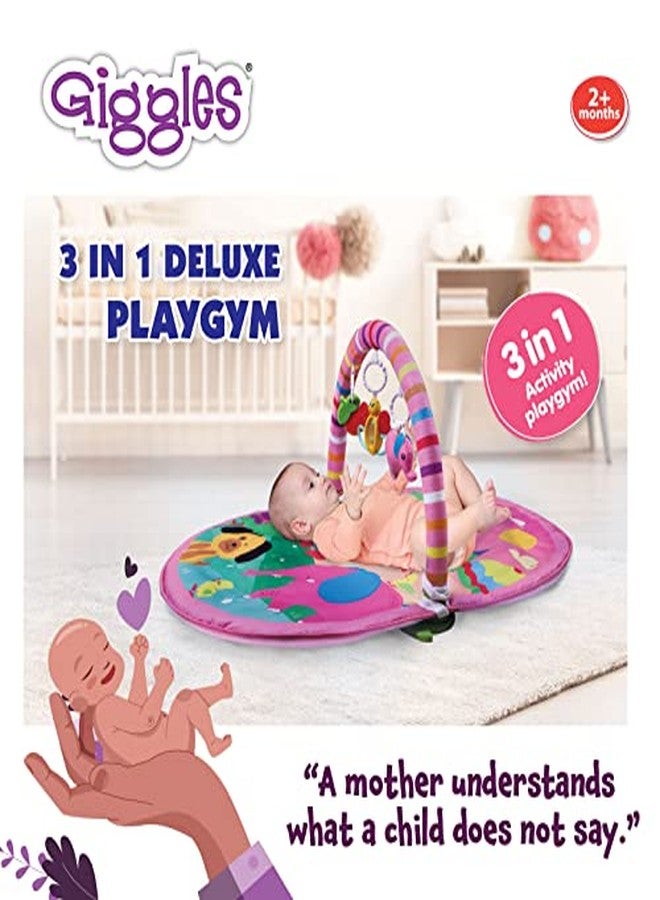 Funskool Giggles - Deluxe Play Gym, Pink Colour Activity Playgym, 3 in 1 Modes of Play, with Arch and 3 Toys, Easy to Clean and wash, for 2 Month + Upto 6 Months. - Image 4