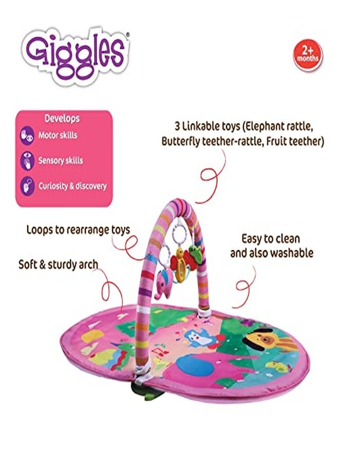 Funskool Giggles - Deluxe Play Gym, Pink Colour Activity Playgym, 3 in 1 Modes of Play, with Arch and 3 Toys, Easy to Clean and wash, for 2 Month + Upto 6 Months. - Image 5
