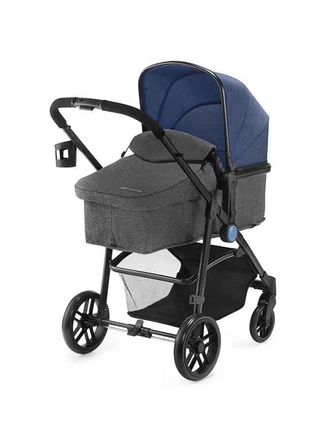 Kinderkraft Juli 3 - In - 1 Travel System, Denim Blue, One-Hand Fold Stroller, Lockable Front Wheel Swivel, 5-Point Harness, Infant Car Seat (ECE Group 0+, 0-13kg) 3-Point Safety Belt