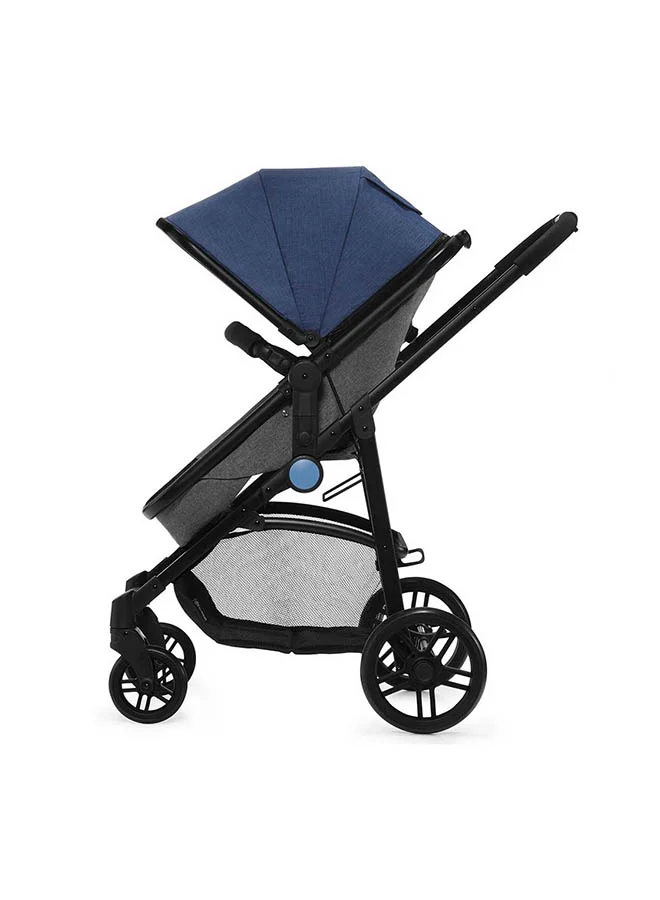 Kinderkraft Juli 3 - In - 1 Travel System, Denim Blue, One-Hand Fold Stroller, Lockable Front Wheel Swivel, 5-Point Harness, Infant Car Seat (ECE Group 0+, 0-13kg) 3-Point Safety Belt