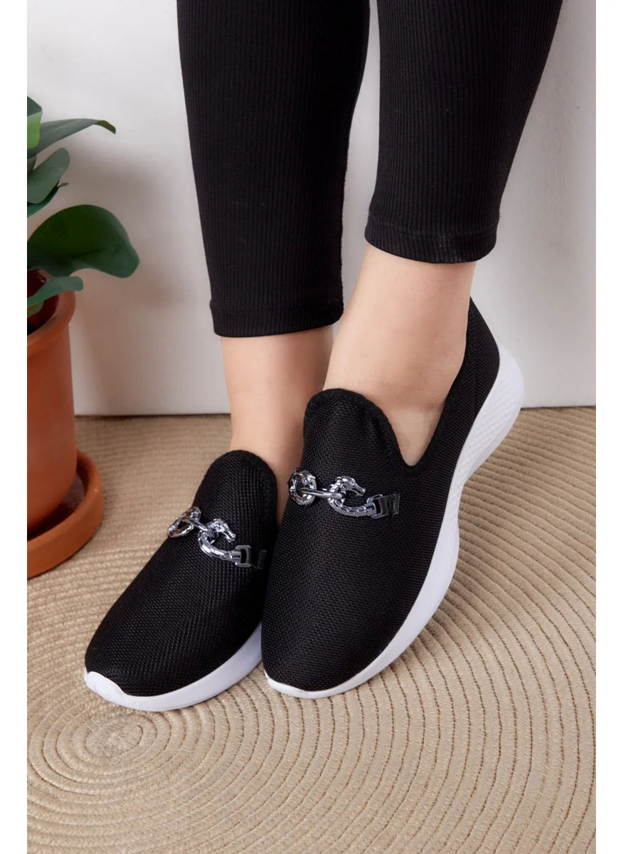 Tofisa Women's Black Buckled Sneakers - 25378