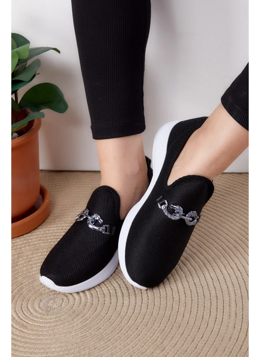 Tofisa Women's Black Buckled Sneakers - 25378