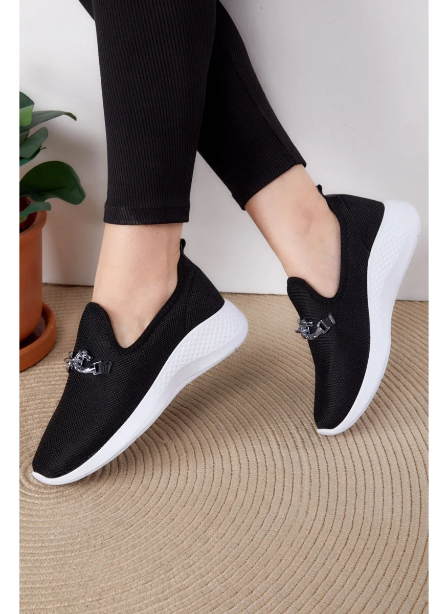 Tofisa Women's Black Buckled Sneakers - 25378