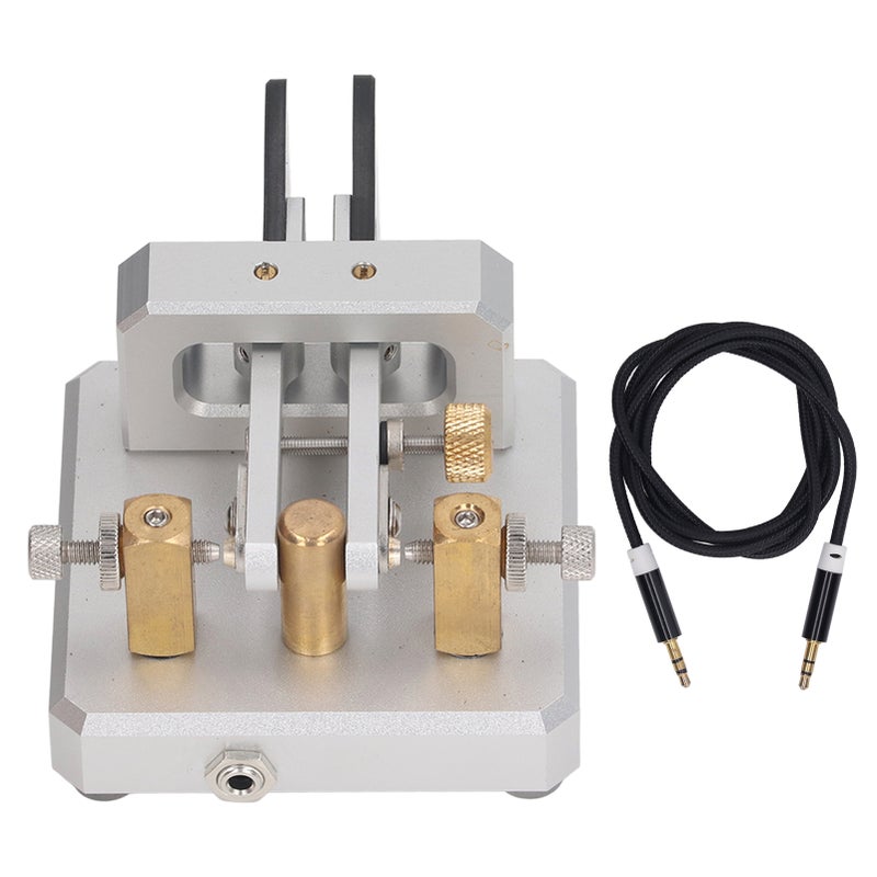 Morse Code Key Double Paddle Automatic CW Shortwave Telegram Tapper for Training Silver - Image 1