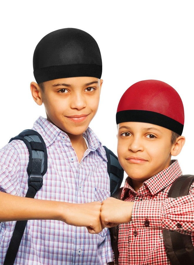 Geyoga 6 Pieces Kids Satin Wave Caps Unisex Baby Beanie 360 Wide Strap Skull Caps(Green, Red, Blue, Yellow, Black, Gray) - Image 2