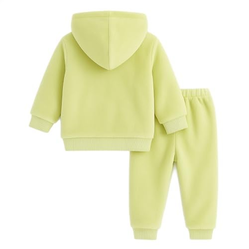 Bold N Elegant Kids Smiling Star Warm Fleece Fur Pullover Sweatshirt Hoodie Tshirt and Jogger Pant Winter Clothing Set Dress for Infant Toddler Kids (Pajama Set, Olive Green, 18 Months-24 Months) - Image 4