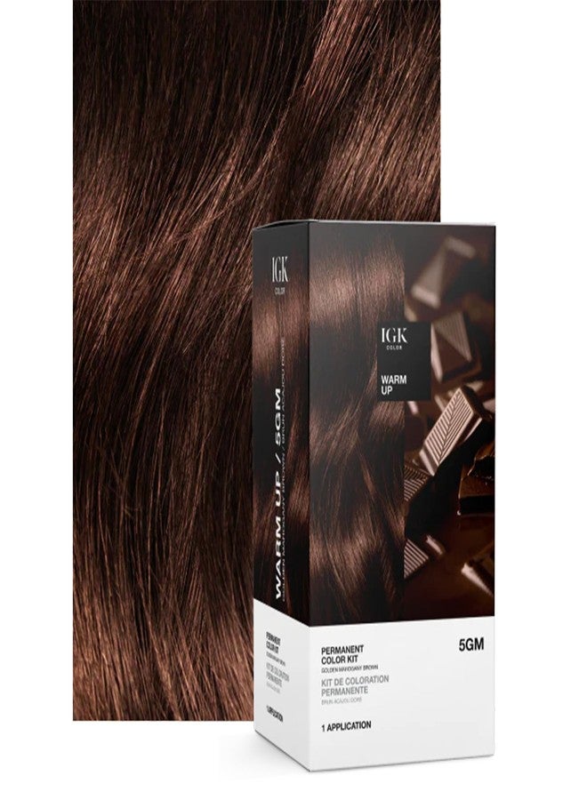IGK Permanent Hair Dye Color Kit | 5GM Warm Up - Golden Mahogany Brown | 100% Gray Color Coverage + Strengthen + Shine | Ammonia Free - Image 2