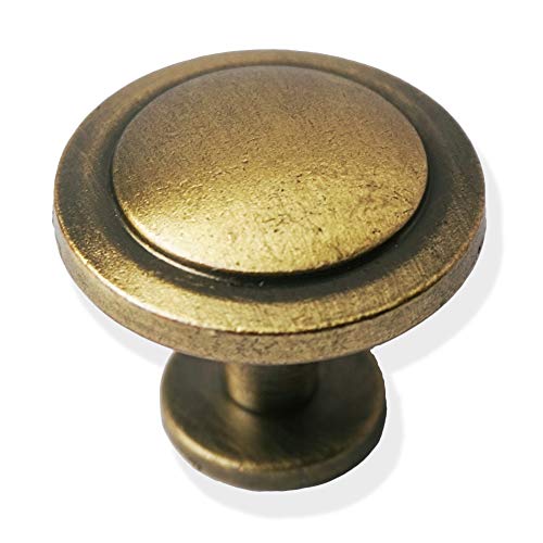 Perphin Bronze Vintage Dresser Knobs 20 Pack Antique Round Cabinet Knobs Pulls for Kitchen Metal Round Drawer Knobs Cupboard Closet Wardrobe Zinc Alloy Door Knobs with 3 Sized Screws for Furniture - Image 1