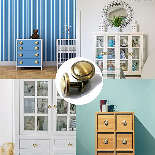 Perphin Bronze Vintage Dresser Knobs 20 Pack Antique Round Cabinet Knobs Pulls for Kitchen Metal Round Drawer Knobs Cupboard Closet Wardrobe Zinc Alloy Door Knobs with 3 Sized Screws for Furniture - Image 3