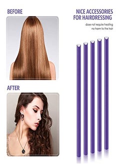 Chuangdi 20 Pcs Flexible Curling Rods Twist Foam Hair Rollers Soft Foam No Heat Hair Rods Rollers Curlers And Steel Pintail Comb Rat Tail Comb For Women Girls Long And Short Hair (0.31 X 9.4 Inch Purple)  - Image 4