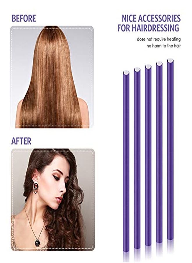 Chuangdi 20 Pcs Flexible Curling Rods Twist Foam Hair Rollers Soft Foam No Heat Hair Rods Rollers Curlers And Steel Pintail Comb Rat Tail Comb For Women Girls Long And Short Hair (0.31 X 9.4 Inch Purple)  - Image 4