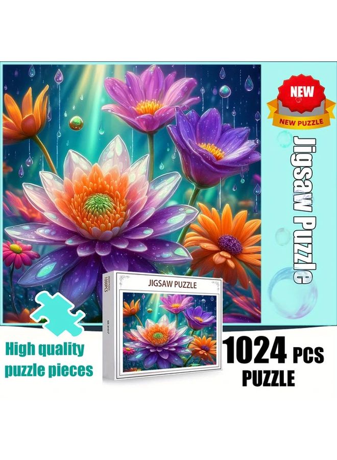 1024 قطعة لغز قوس قزح من عالم الزهور للكبار 19.69 × 19.69 بوصة هدية مريحة ومبتكرة - Image 1