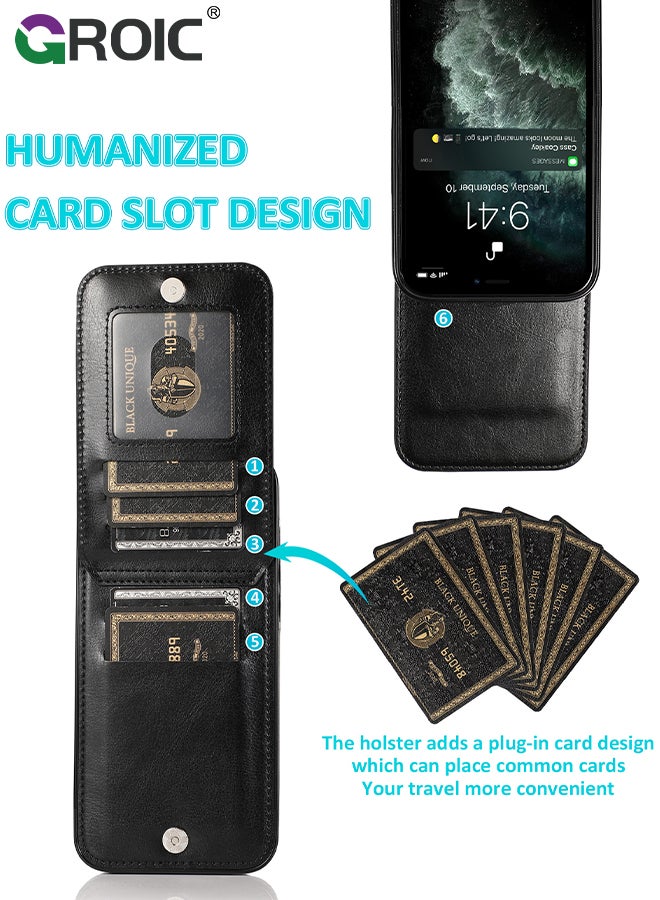 GROIC Compatible with iPhone 15 Case Wallet with Credit Card Holder, Flip Leather Magnetic Clasp Kickstand Heavy Duty Protective Cover for iPhone 15 - Image 3