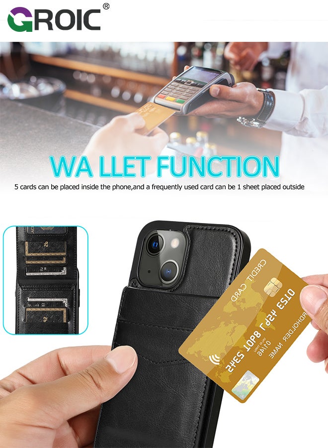 GROIC Compatible with iPhone 15 Case Wallet with Credit Card Holder, Flip Leather Magnetic Clasp Kickstand Heavy Duty Protective Cover for iPhone 15 - Image 4