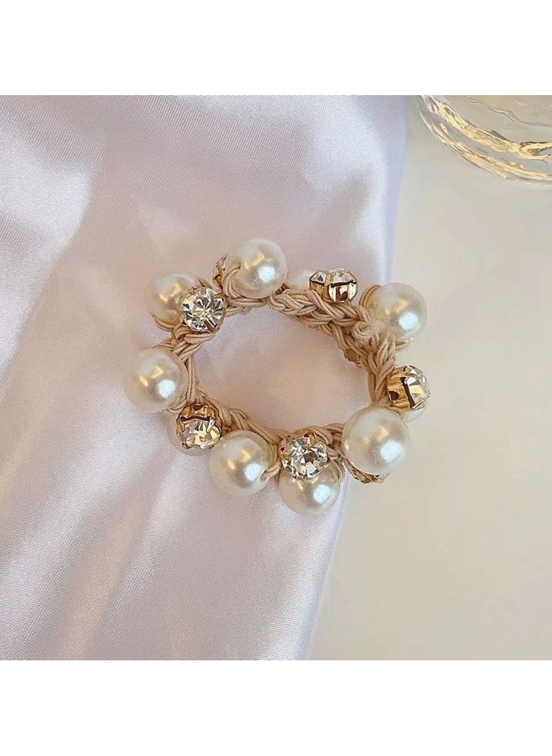 Goolsky 1pc Faux Pearl Hair Tie Solid Color Hair Ring Elastic Ponytail Holder Elegant Hair Accessories For Women Female  - Image 2