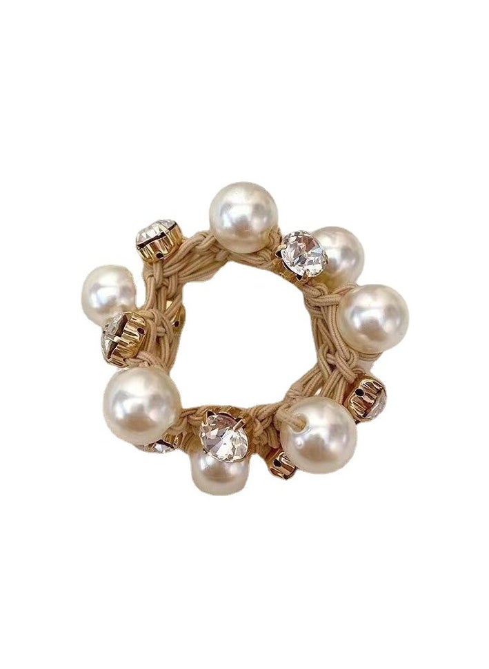 Goolsky 1pc Faux Pearl Hair Tie Solid Color Hair Ring Elastic Ponytail Holder Elegant Hair Accessories For Women Female  - Image 3