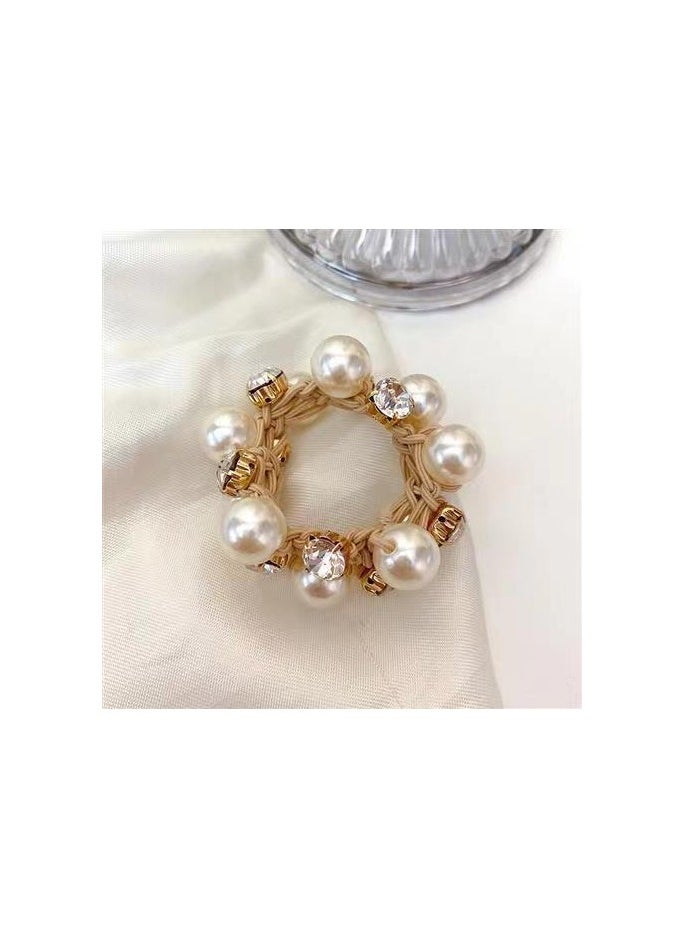Goolsky 1pc Faux Pearl Hair Tie Solid Color Hair Ring Elastic Ponytail Holder Elegant Hair Accessories For Women Female  - Image 5