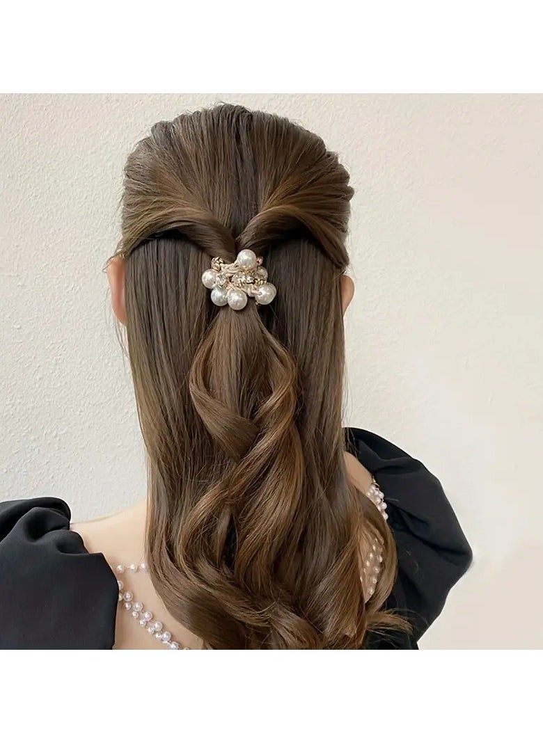 Goolsky 1pc Faux Pearl Hair Tie Solid Color Hair Ring Elastic Ponytail Holder Elegant Hair Accessories For Women Female  - Image 1